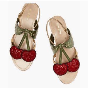 In search of  Miu Miu cherry Leather sandals